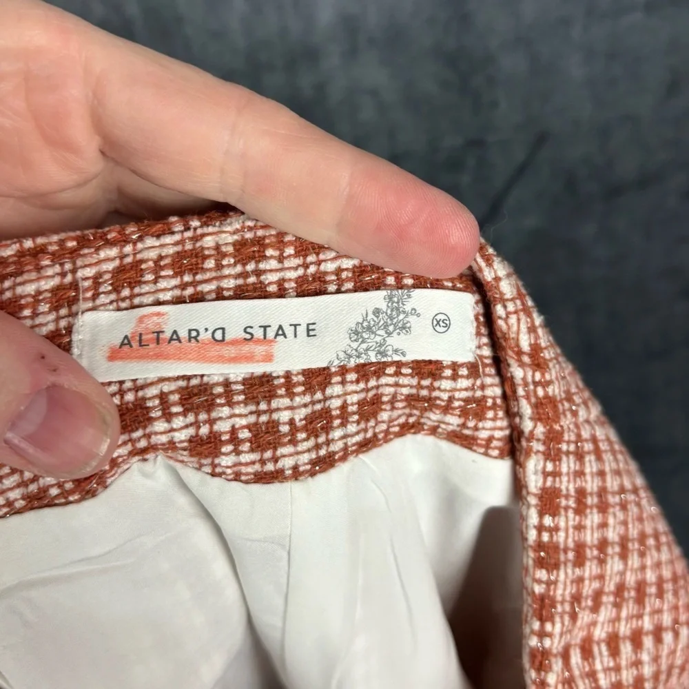 Altar'd State High Waist Plaid Shorts - Red and White
